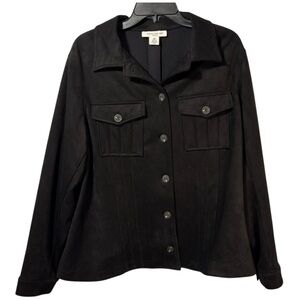 Skye’s‎ the Limit Shacket Black Faux Suede Ribbed Detail Button Front Sz 3X  NWT